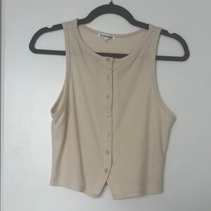Reformation Cream Button-Up Tank Top